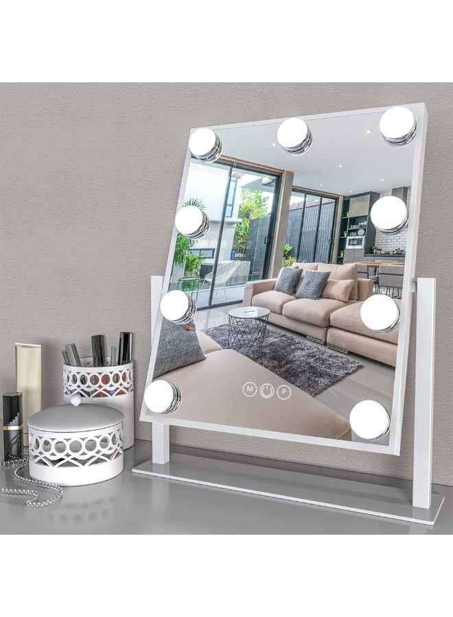 HOME TASTE Vanity Mirror with Lights, Hollywood Makeup Mirror with 9 Dimmable LED Bulbs, 3 Color Modes, Touch Control, 360° Rotating Cosmetic Mirror for Dressing Table - Image 1
